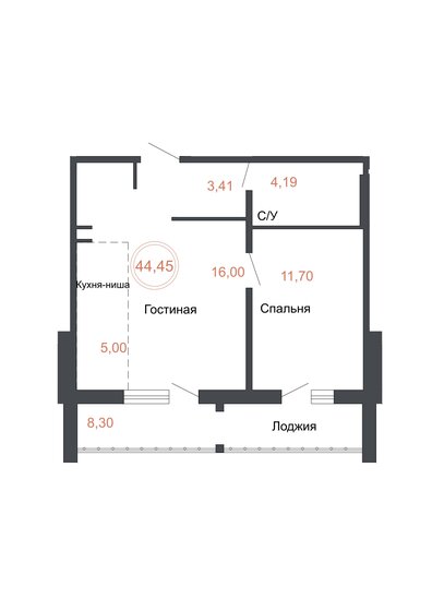 44,5 м², 2-комнатная квартира 5 600 700 ₽ - изображение 1