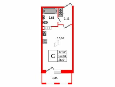 Квартира 26 м², студия - изображение 1