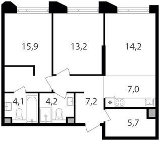 Квартира 71,5 м², 2-комнатная - изображение 1