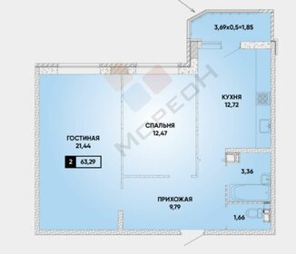 Квартира 64,9 м², 2-комнатная - изображение 1