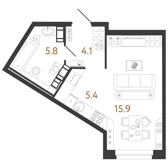 31,2 м², квартира-студия 11 815 727 ₽ - изображение 1