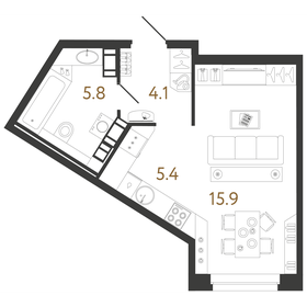 35 м², 1-комнатная квартира 2 390 ₽ в сутки - изображение 22