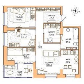 Квартира 73,2 м², 3-комнатная - изображение 2