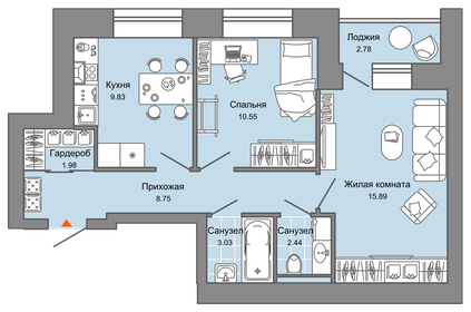 47,6 м², 2-комнатная квартира 3 799 000 ₽ - изображение 73