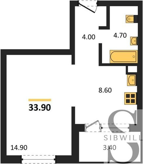 33,9 м², 1-комнатная квартира 4 290 000 ₽ - изображение 1