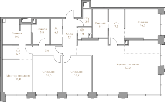 165 м², 4-комнатная квартира 244 912 992 ₽ - изображение 1