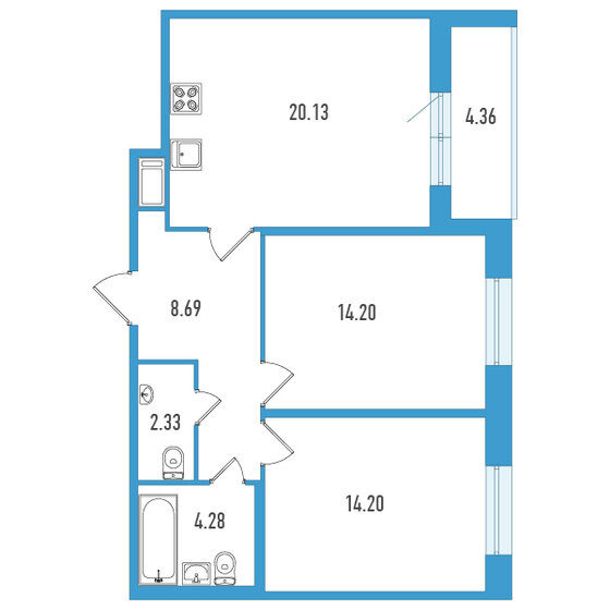 66 м², 2-комнатная квартира 14 192 150 ₽ - изображение 34