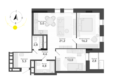 81,2 м², 3-комнатная квартира 7 770 000 ₽ - изображение 9