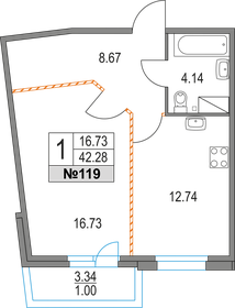 45,5 м², 2-комнатная квартира 11 096 000 ₽ - изображение 6