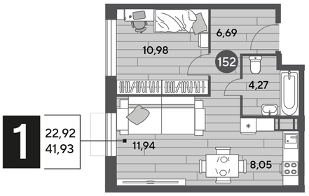 43,4 м², 1-комнатная квартира 6 055 995 ₽ - изображение 16