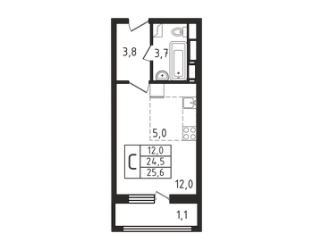 25 м², квартира-студия 4 567 500 ₽ - изображение 22