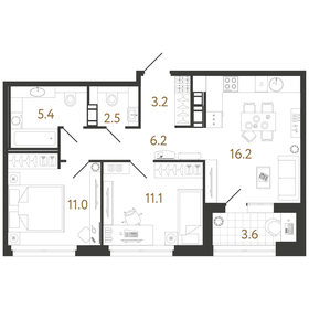 53,2 м², 2-комнатная квартира 16 500 000 ₽ - изображение 73