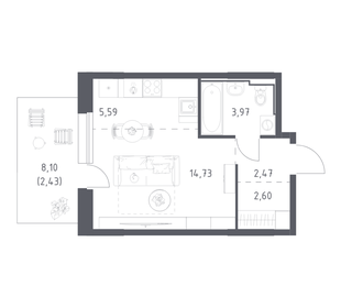 Квартира 31,8 м², студия - изображение 1
