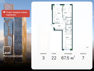 69,6 м², 3-комнатная квартира 32 539 172 ₽ - изображение 29