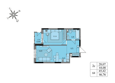 45 м², 2-комнатная квартира 2 250 000 ₽ - изображение 70