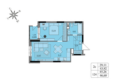 45,1 м², 2-комнатная квартира 3 890 000 ₽ - изображение 36