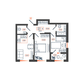 Квартира 58,8 м², 3-комнатная - изображение 1