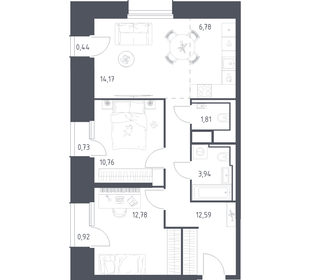 Квартира 64,9 м², 2-комнатные - изображение 1