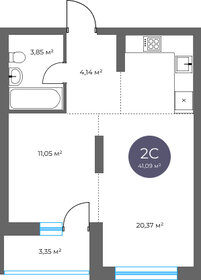 Квартира 41,1 м², 2-комнатная - изображение 1