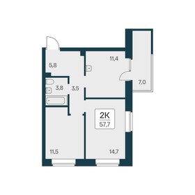 Квартира 57,7 м², 2-комнатная - изображение 1