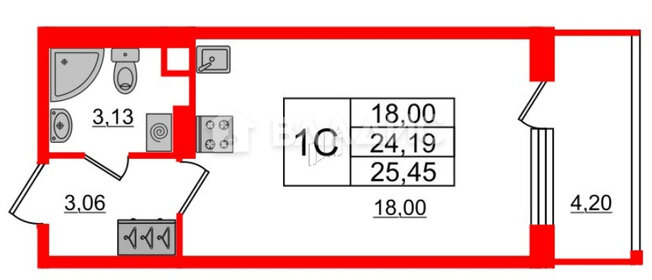 24,3 м², квартира-студия 5 250 000 ₽ - изображение 36