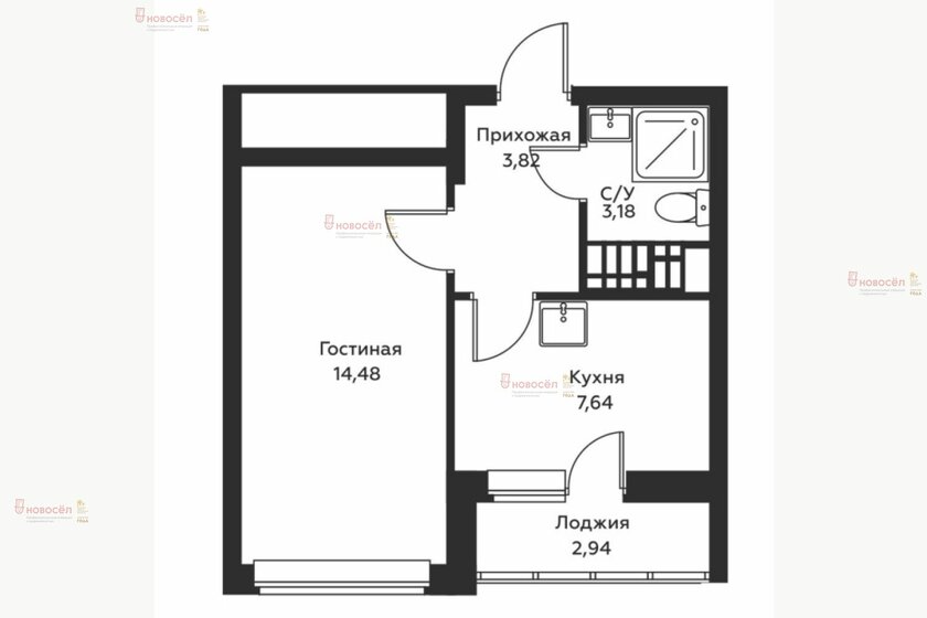 32,1 м², 1-комнатная квартира 3 619 000 ₽ - изображение 51