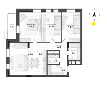 Квартира 98,8 м², 4-комнатная - изображение 1