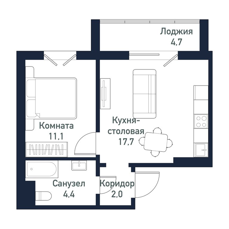 Варианты планировок ЖК Парковый Премиум - планировка 5