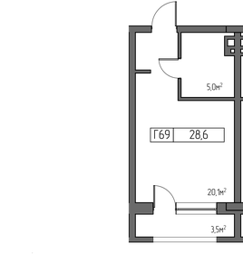 Квартира 28,6 м², 1-комнатные - изображение 1