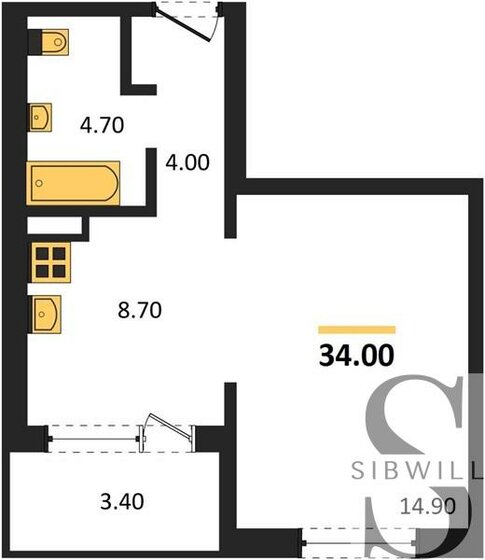 34 м², 1-комнатная квартира 4 320 000 ₽ - изображение 1