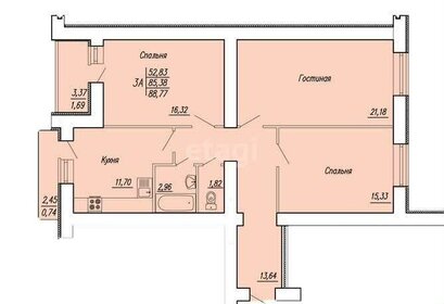 Квартира 88,8 м², 3-комнатная - изображение 5