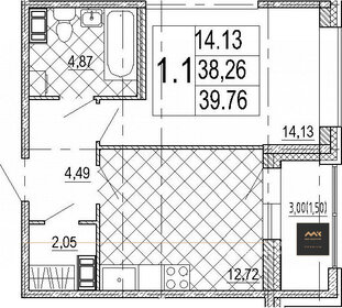 Квартира 39,8 м², 1-комнатная - изображение 1