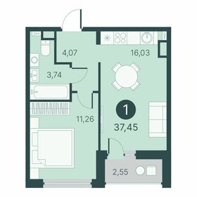 Квартира 37,5 м², 1-комнатная - изображение 1