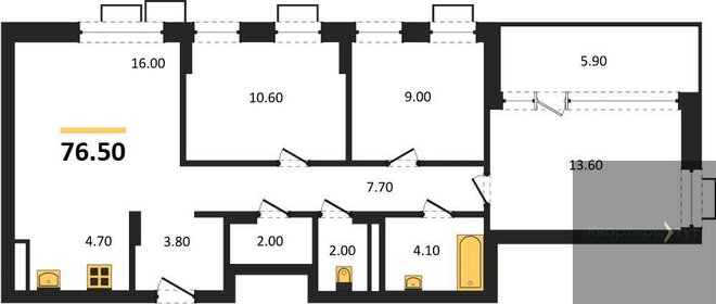 Квартира 76,5 м², 3-комнатная - изображение 1