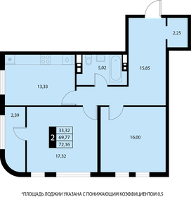 Квартира 72,2 м², 2-комнатная - изображение 1