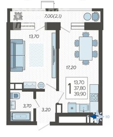 Квартира 39,9 м², 1-комнатная - изображение 1