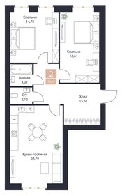 Квартира 76,8 м², 2-комнатная - изображение 1