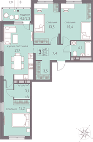 Квартира 86,2 м², 3-комнатная - изображение 1