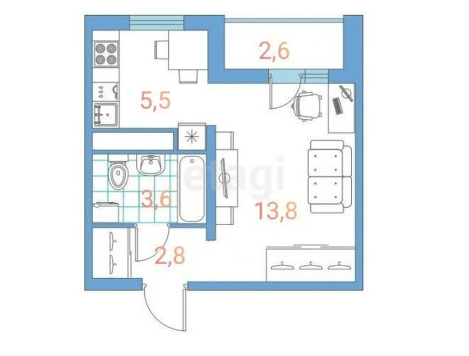 26 м², 1-комнатная квартира 2 750 000 ₽ - изображение 1