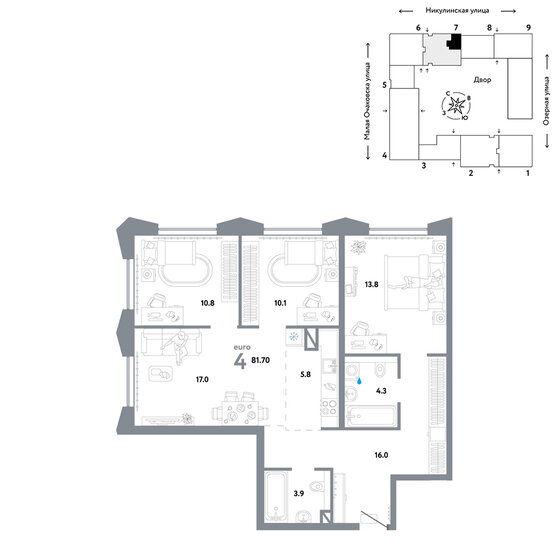 81,7 м², 4-комнатная квартира 29 990 000 ₽ - изображение 35