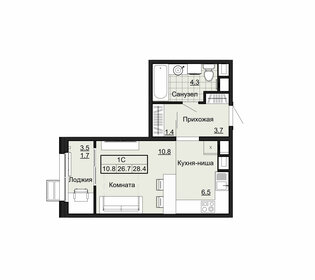 Квартира 28,4 м², студия - изображение 1