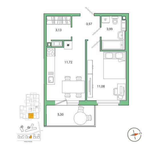 35,2 м², 1-комнатная квартира 6 722 898 ₽ - изображение 13