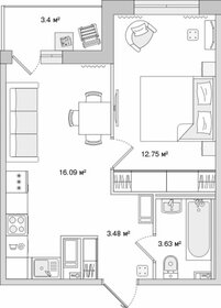 Квартира 39,4 м², 1-комнатная - изображение 1