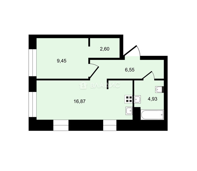 40,4 м², 1-комнатные апартаменты 12 490 000 ₽ - изображение 1