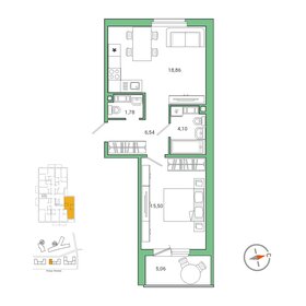 Квартира 51,8 м², 1-комнатная - изображение 1