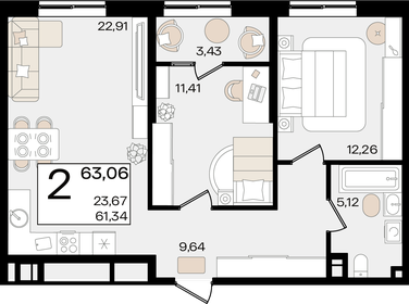 78 м², 2-комнатная квартира 19 800 000 ₽ - изображение 123