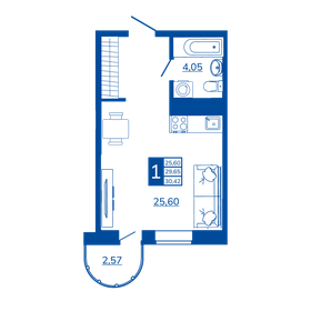 Квартира 30 м², 1-комнатная - изображение 1