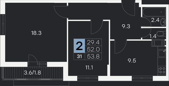 29,3 м², квартира-студия 3 958 430 ₽ - изображение 20