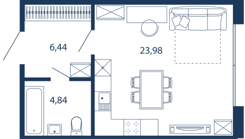 Квартира 35,3 м², студия - изображение 1