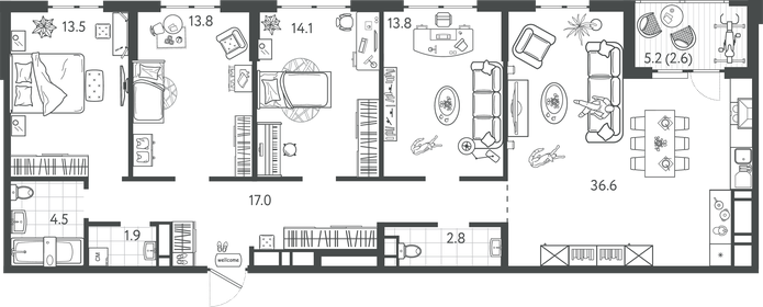 150 м², 5-комнатная квартира 58 000 000 ₽ - изображение 59